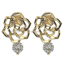 925 Silver 10K 14K 18K Gold Rose Shape Fashion Earring/Aretes